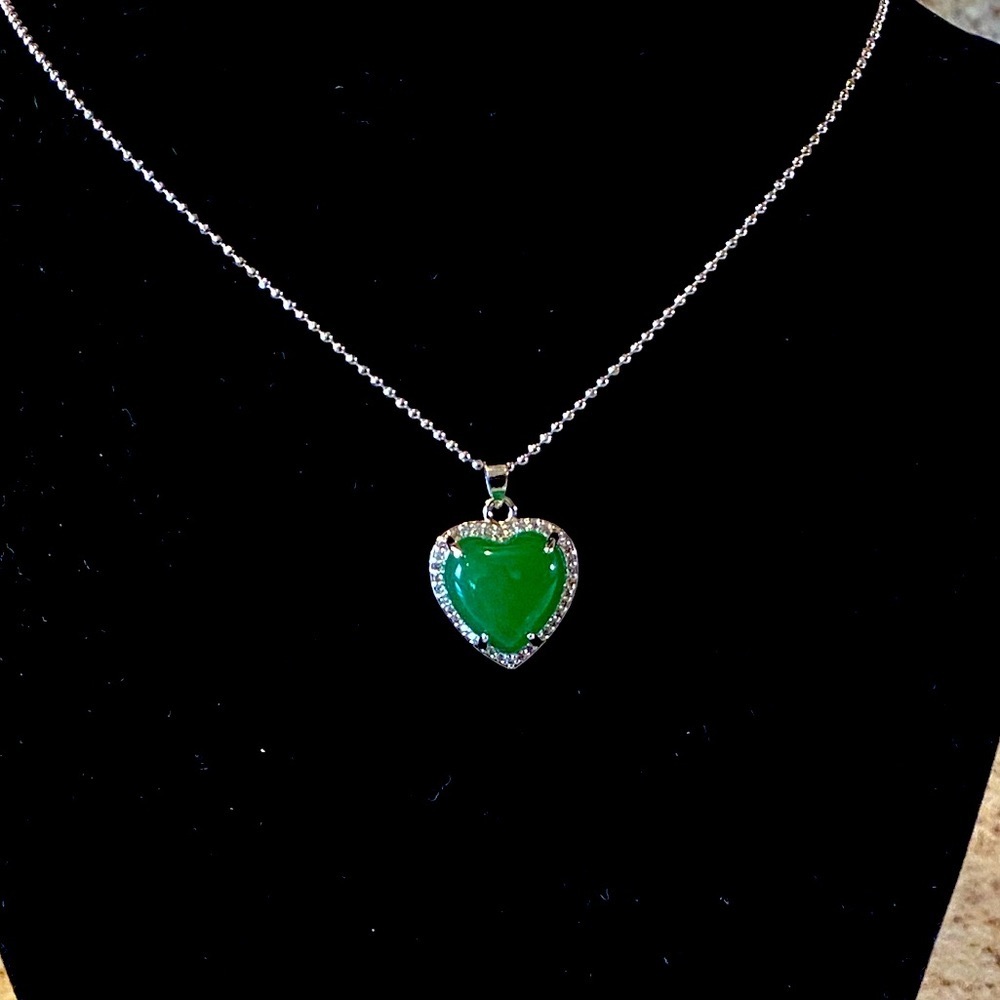 Sterling Silver Jade Heart